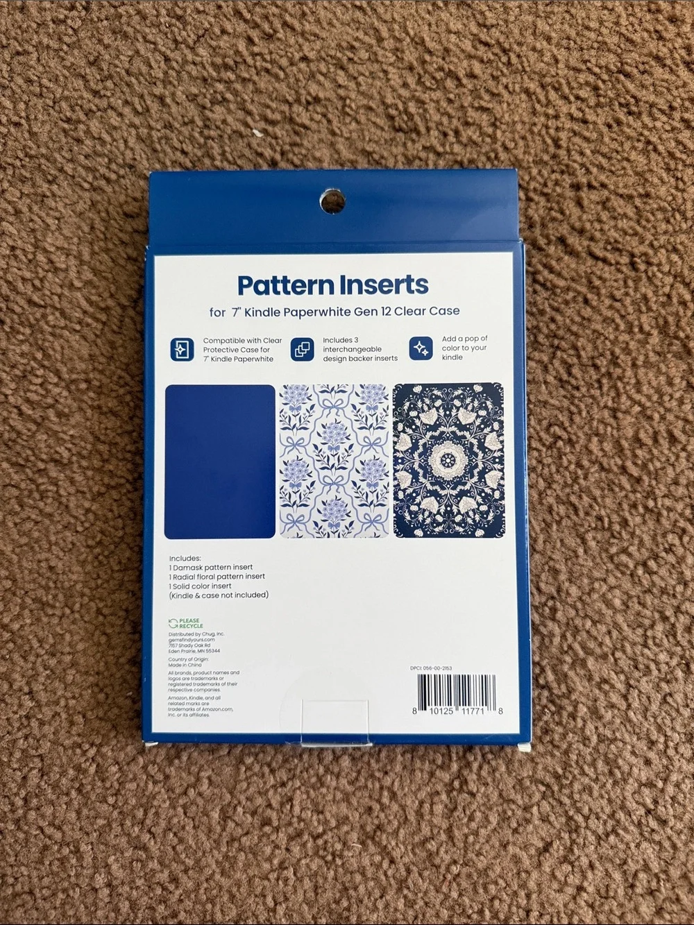 Clear Protective Case & Blue Pattern Inserts for 6